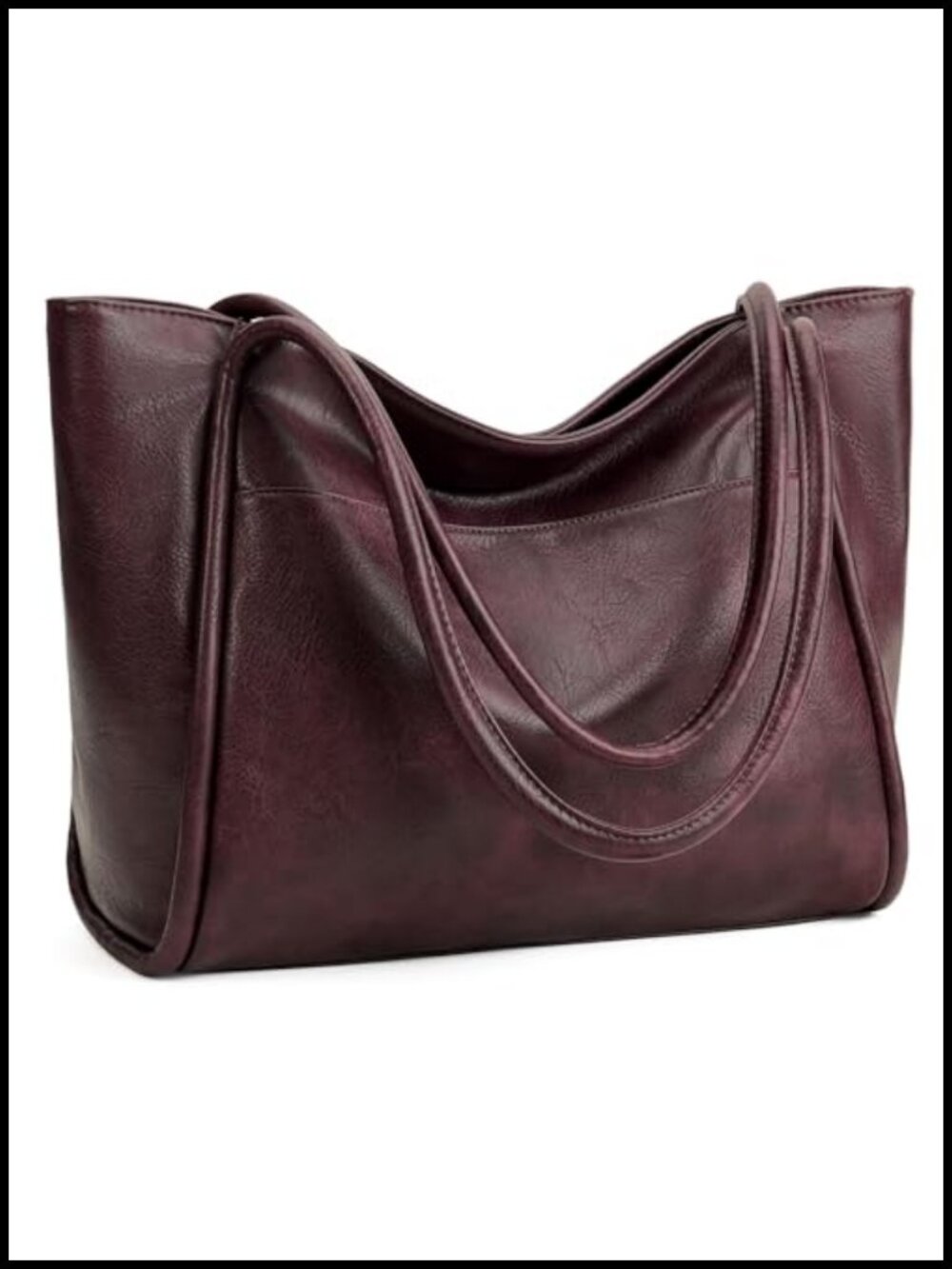 Vegan Leather Tote Bag Zip Shoulder Bag Travel Purse for Women